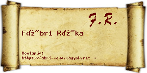 Fábri Réka névjegykártya